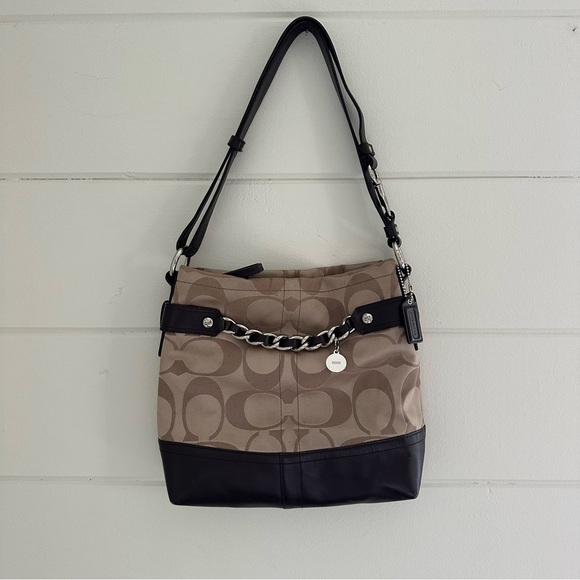 Coach Signature Convertible Crossbody/Shoulder Bag Tan Brown H1149 F18862 - Picture 2 of 16